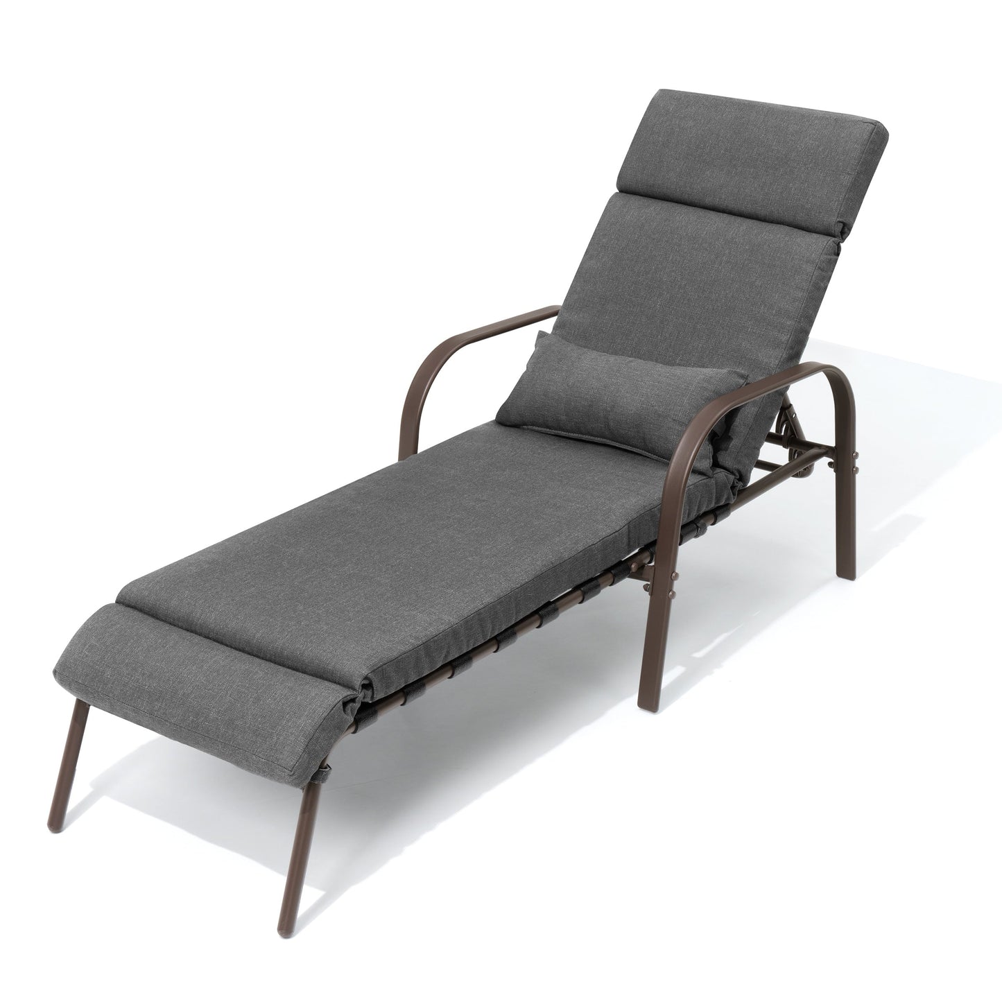 Chaise longue de jardin réglable avec coussin pour extérieur, pour terrasse, plage ou bord de piscine