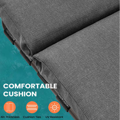 Chaise longue de jardin réglable avec coussin pour extérieur, pour terrasse, plage ou bord de piscine