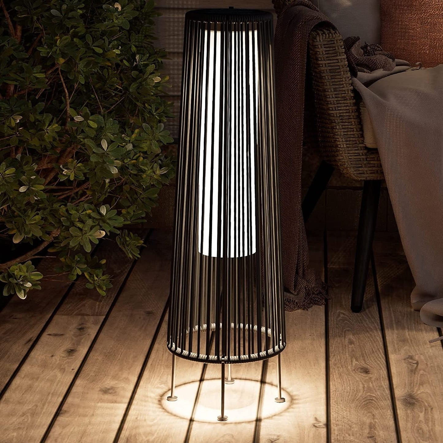 Lot de 2 lampes solaires d'extérieur, lampes solaires de terrasse en osier résistantes aux intempéries, lampes solaires d'extérieur étanches pour véranda, jardin, cour.