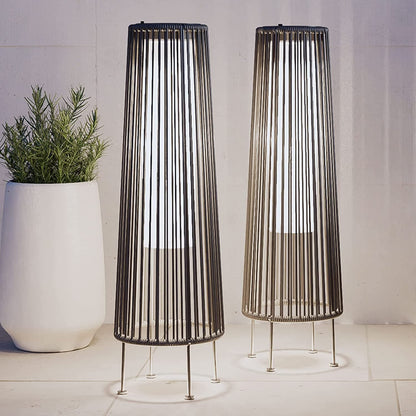 Lot de 2 lampes solaires d'extérieur, lampes solaires de terrasse en osier résistantes aux intempéries, lampes solaires d'extérieur étanches pour véranda, jardin, cour.