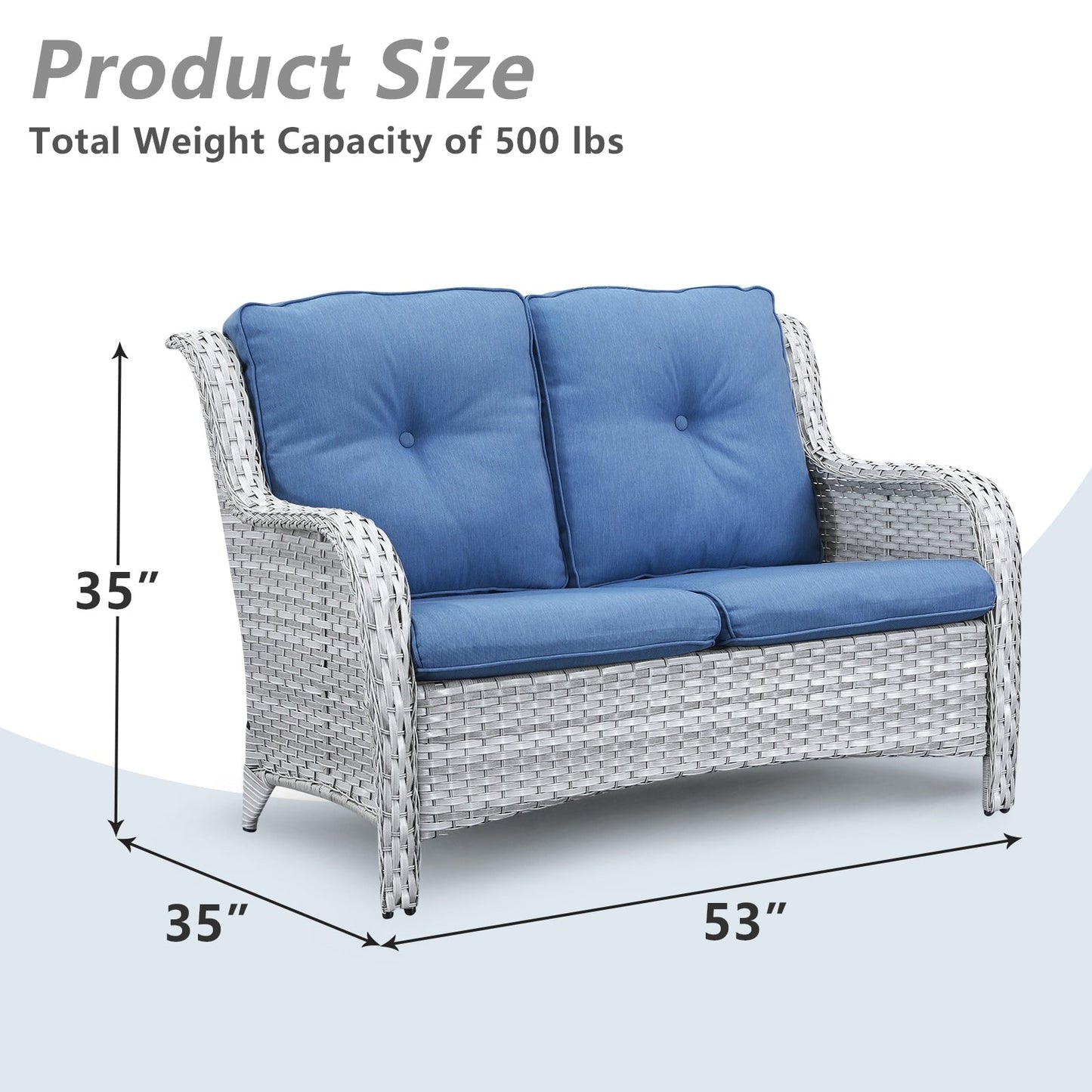 Gymojoy Ensemble de canapé en rotin pour extérieur, canapé deux places