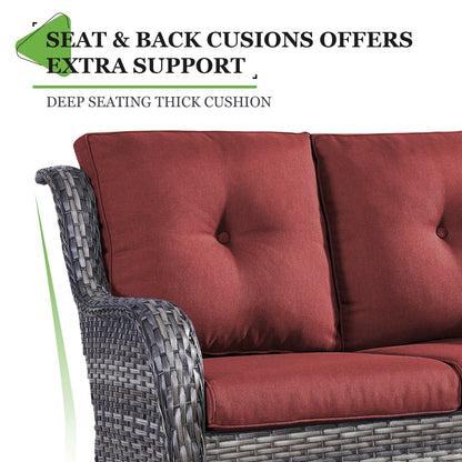Gymojoy Ensemble de canapé en rotin pour extérieur, canapé deux places