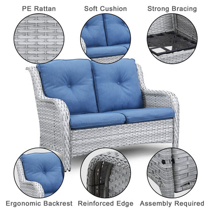 Gymojoy Ensemble de canapé en rotin pour extérieur, canapé deux places