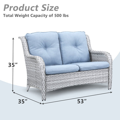 Gymojoy Ensemble de canapé en rotin pour extérieur, canapé deux places