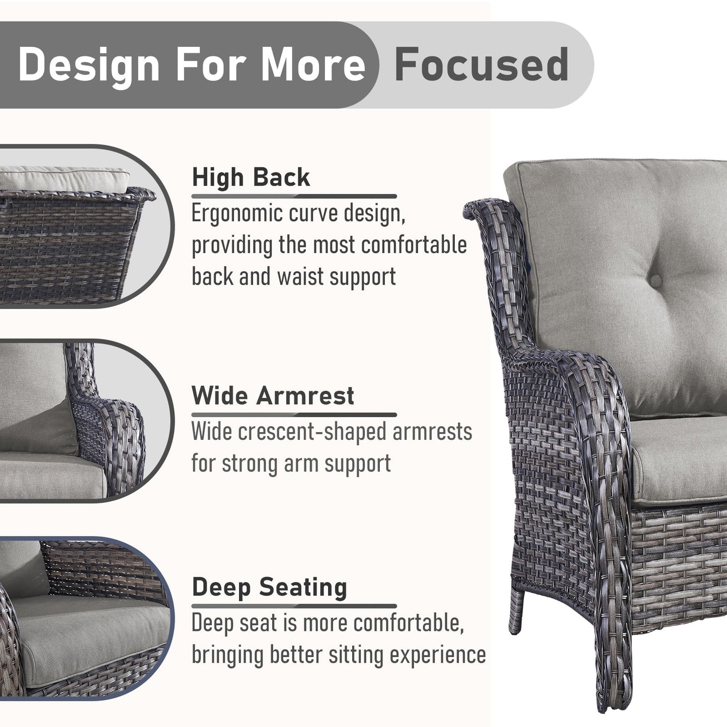 Gymojoy Ensemble de canapé en rotin pour extérieur, canapé deux places