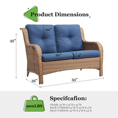 Gymojoy Ensemble de canapé en rotin pour extérieur, canapé deux places