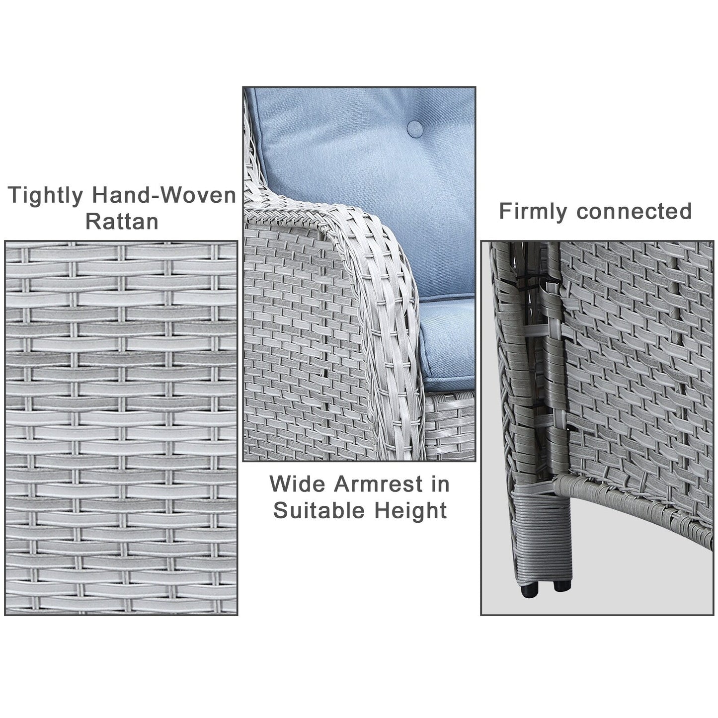 Gymojoy Ensemble de canapé en rotin pour extérieur, canapé deux places