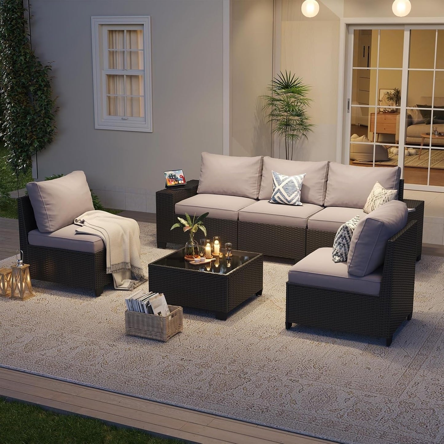 Ensembles de meubles de patio d'extérieur avec coussins épais de 4 pouces