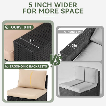 Ensembles de meubles de patio d'extérieur avec coussins épais de 4 pouces