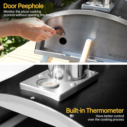 Four à pizza extérieur à bois, four à pizza portable avec pelle à pizza, sac de transport - 16 pouces