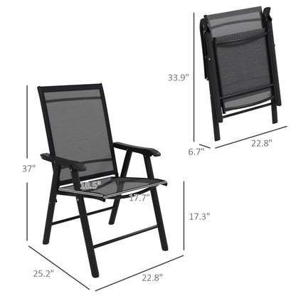 Outsunny Ensemble de 4 chaises de jardin pliantes avec un design simple et chic, confortables pour la terrasse, le jardin, la cour et les voyages.