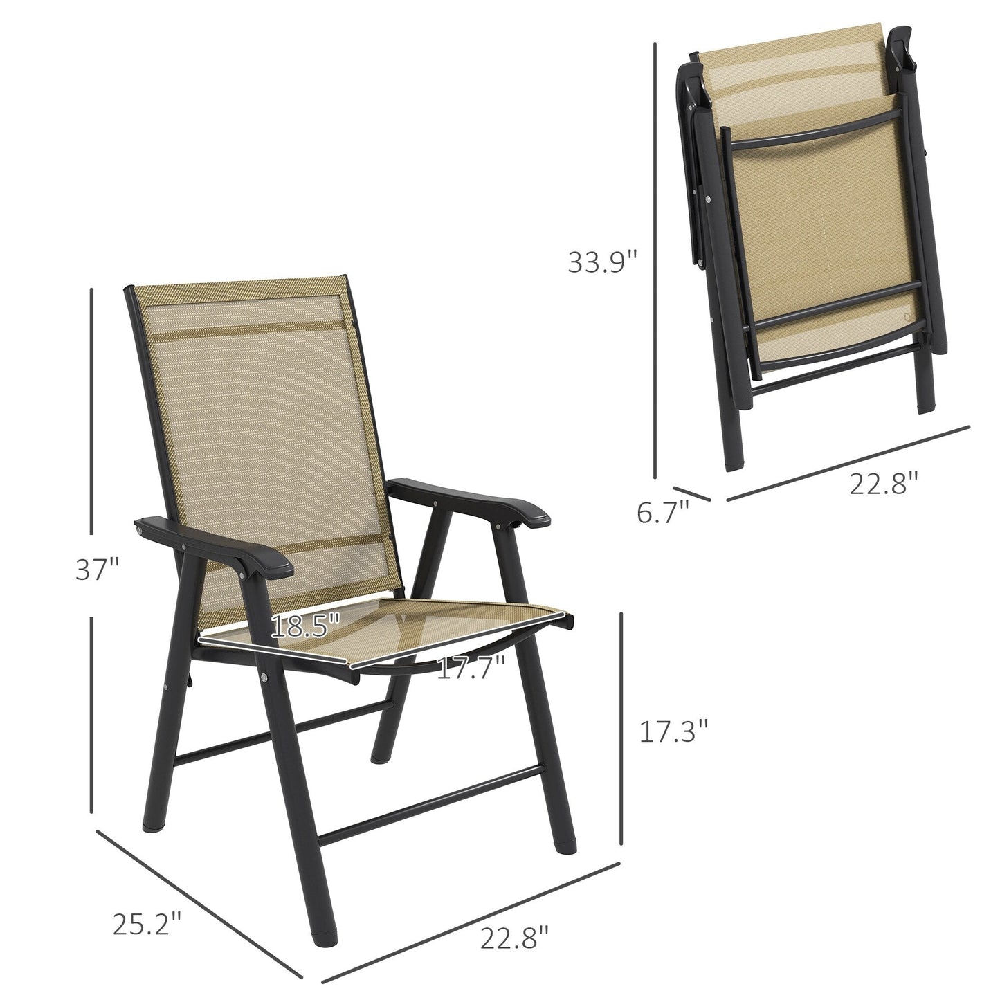 Outsunny Ensemble de 4 chaises de jardin pliantes avec un design simple et chic, confortables pour la terrasse, le jardin, la cour et les voyages.