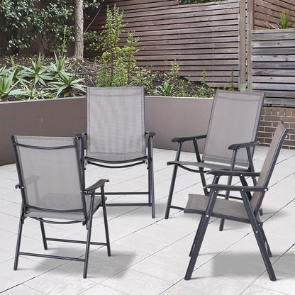 Outsunny Ensemble de 4 chaises de jardin pliantes avec un design simple et chic, confortables pour la terrasse, le jardin, la cour et les voyages.