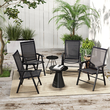 Outsunny Ensemble de 4 chaises de jardin pliantes avec un design simple et chic, confortables pour la terrasse, le jardin, la cour et les voyages.