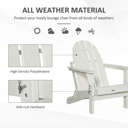 Chaise de plage pliante Outsunny Adirondack, chaise longue en plastique HDPE pour extérieur, résistante aux intempéries, pour patio, terrasse et mobilier de jardin.