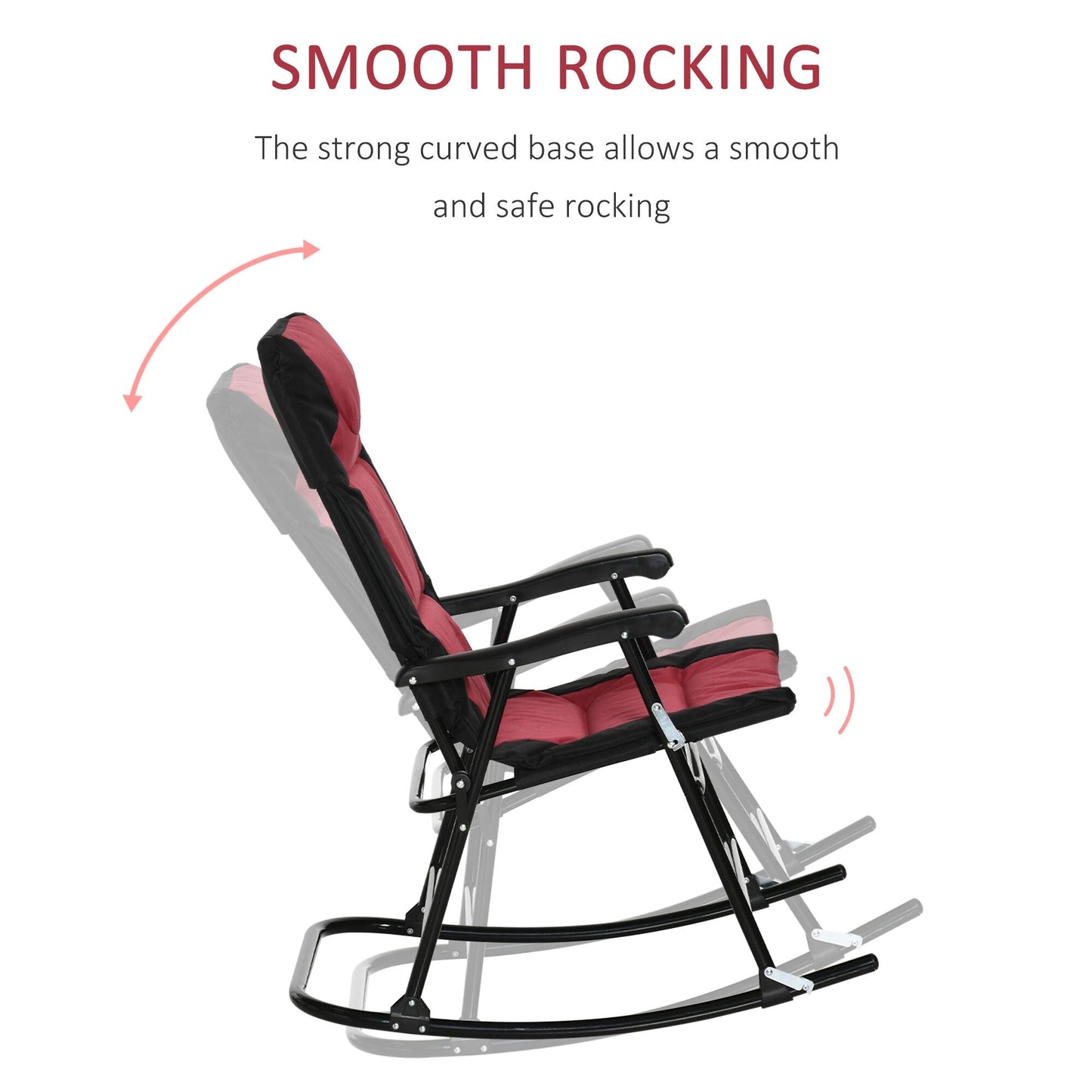 Outsunny Ensemble de chaise basculante pliable avec siège et dossier rembourrés, coussin