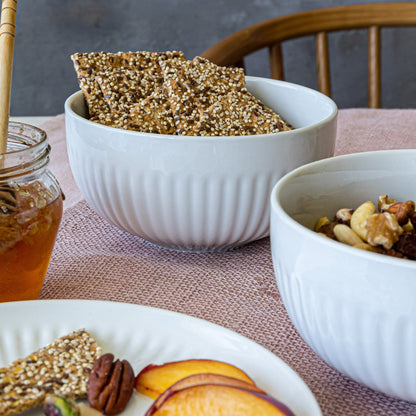 Service de table en porcelaine blanche à volutes, 24 pièces, Over and Back