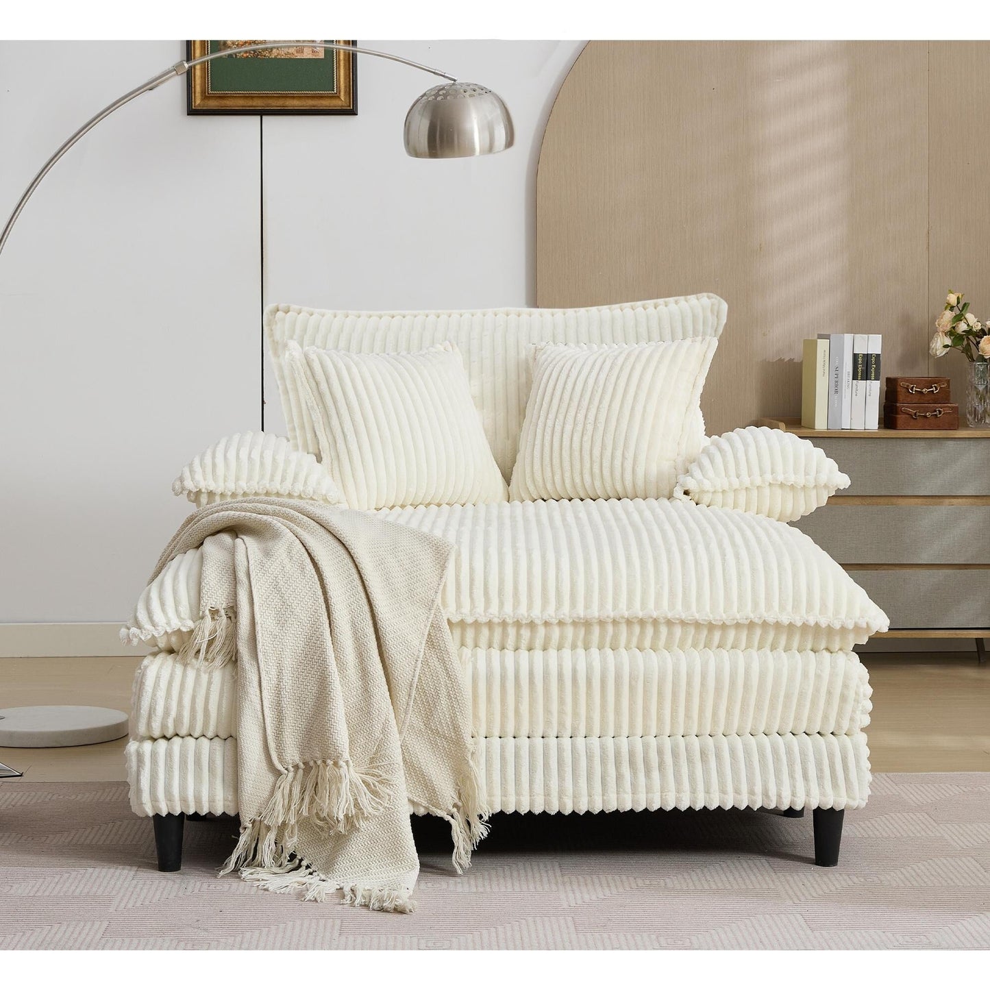 Canapé-lit gigogne en velours côtelé moelleux, surdimensionné et réglable