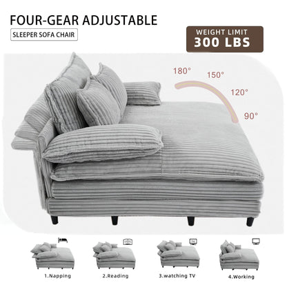 Canapé-lit gigogne en velours côtelé moelleux, surdimensionné et réglable