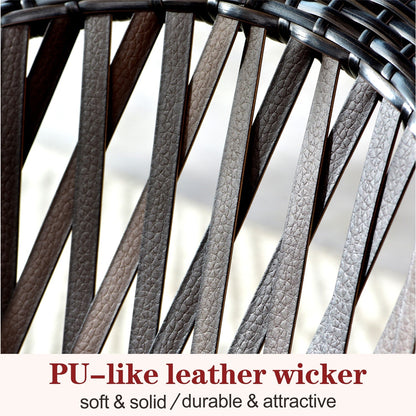 OVIOS Ensemble Bistro 3 pièces pour Patio avec Fauteuils Berçaux et Table Basse en Verre