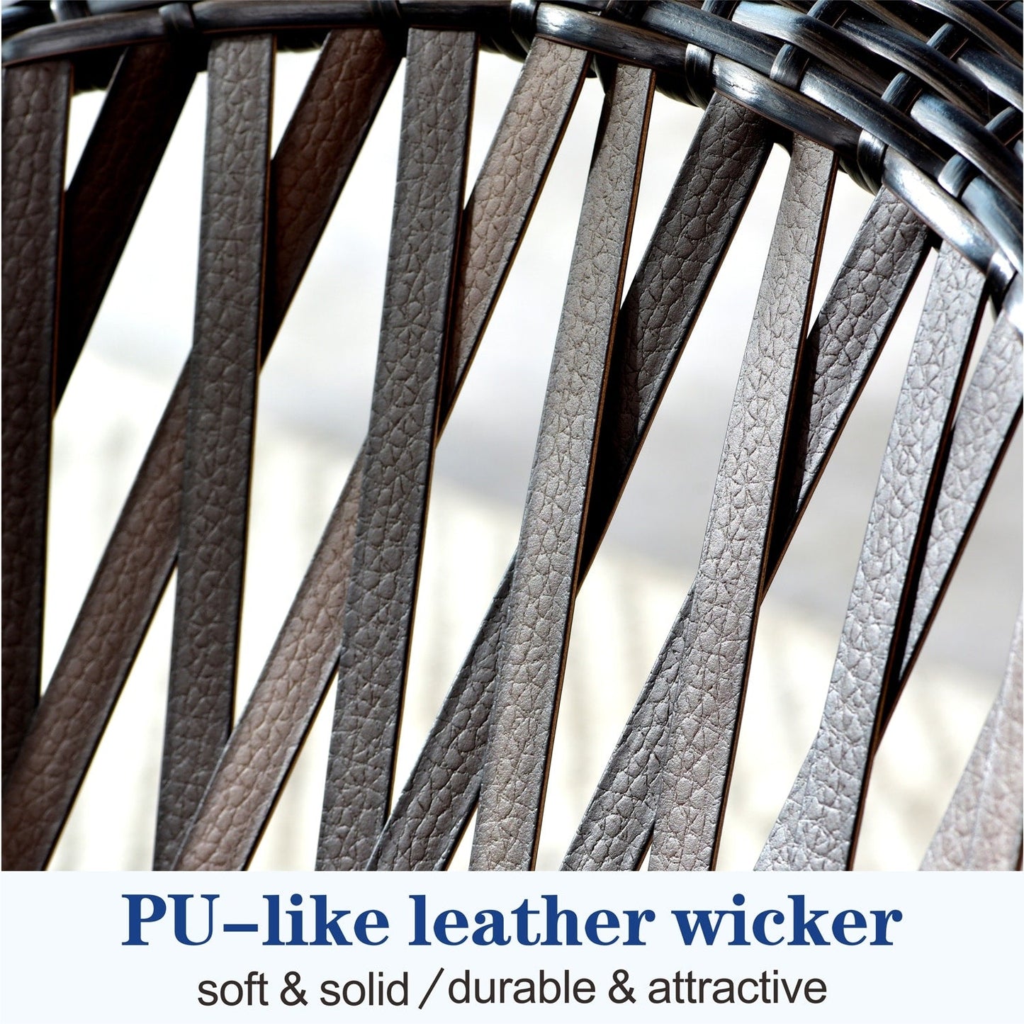 OVIOS Ensemble Bistro 3 pièces pour Patio avec Fauteuils Berçaux et Table Basse en Verre