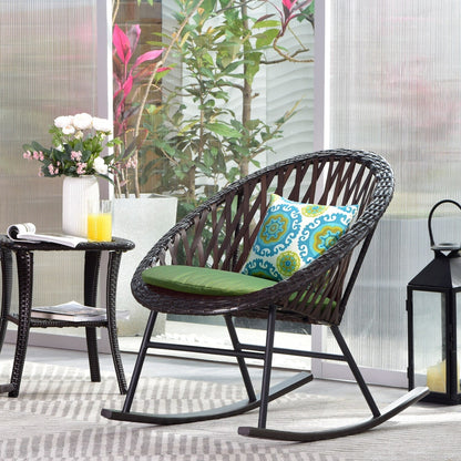 OVIOS Ensemble Bistro 3 pièces pour Patio avec Fauteuils Berçaux et Table Basse en Verre