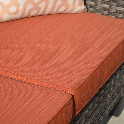 OVIOS Ensemble de meubles de jardin en osier pour extérieur, 5 pièces, avec dossier haut.