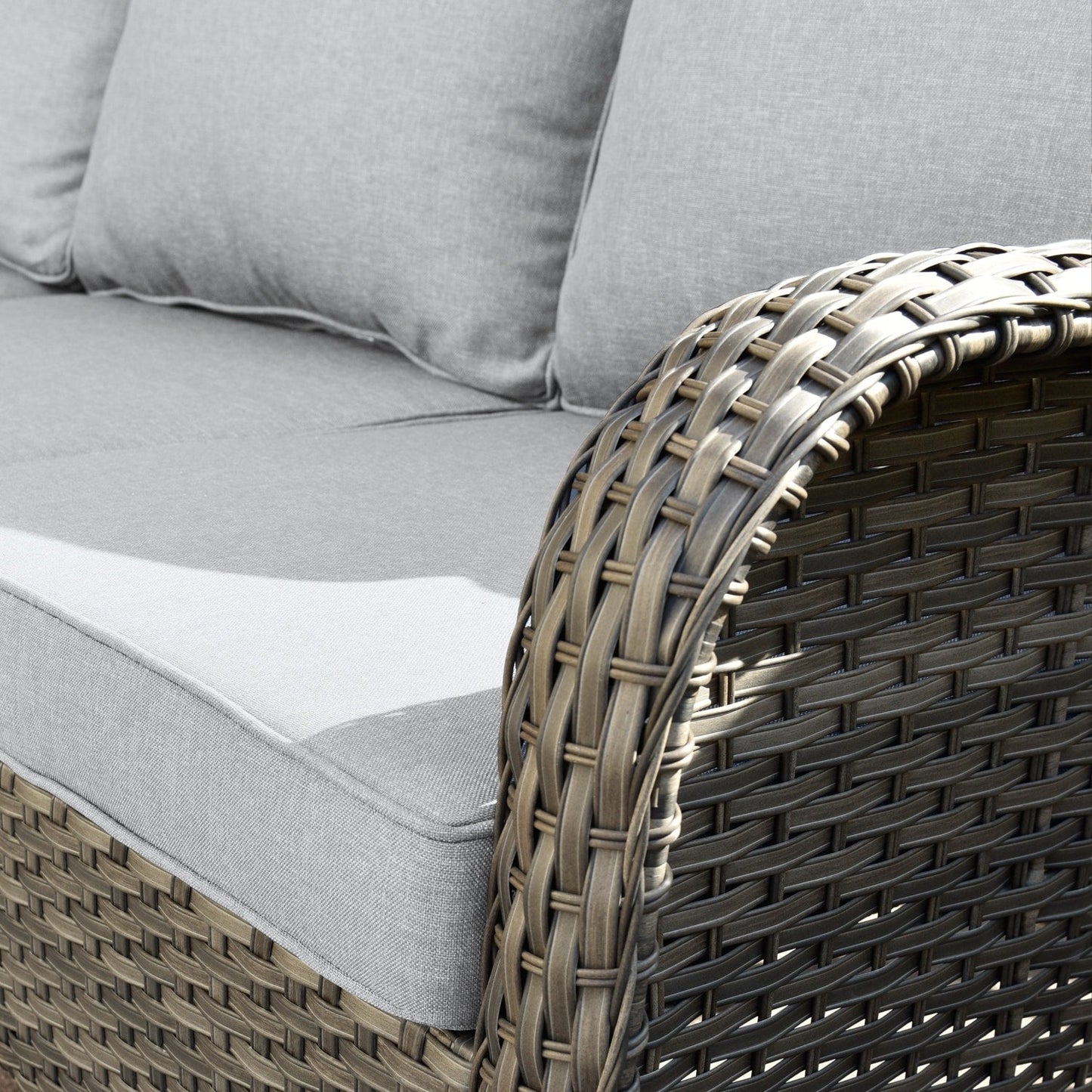 Ensemble de conversation OVIOS pour patio, 5 pièces, en osier, dossier haut.