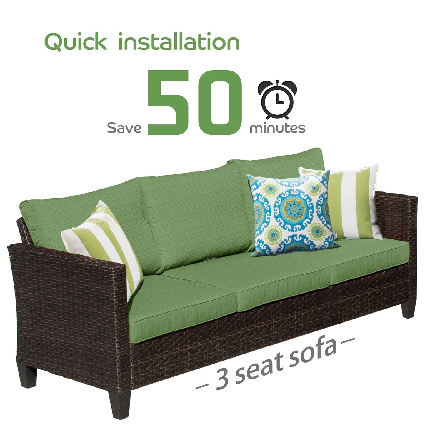 OVIOS Ensemble de meubles de jardin en osier pour extérieur, 5 pièces, avec dossier haut.