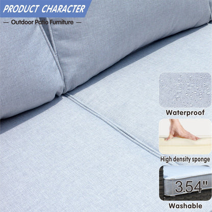 OVIOS Ensemble de meubles de jardin en osier pour extérieur, 5 pièces, avec dossier haut.