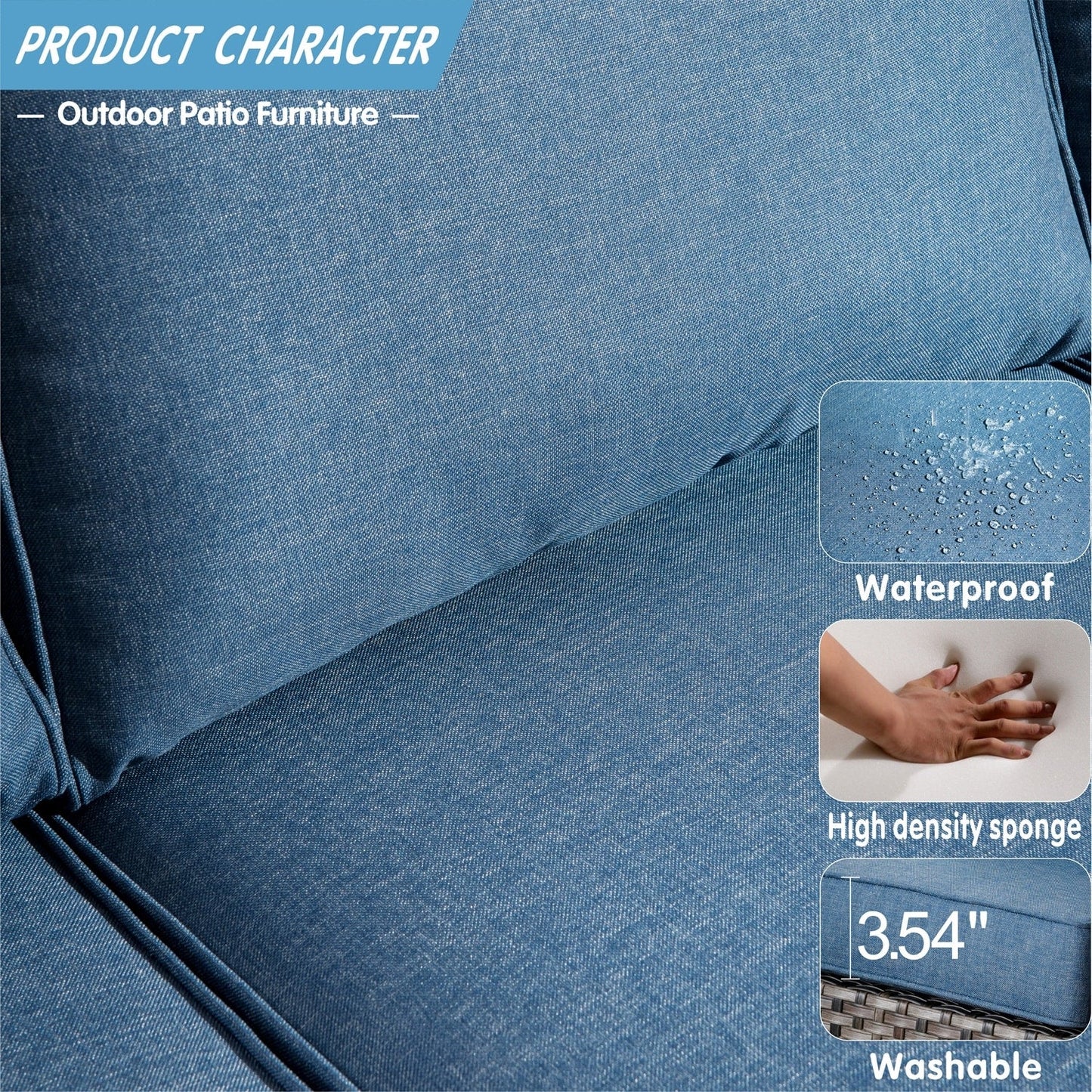 OVIOS Ensemble de meubles de jardin en osier pour extérieur, 5 pièces, avec dossier haut.