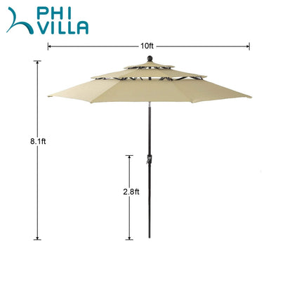 Ensemble de repas de patio MAISON ARTS 6 pièces avec parasol inclinable automatique à 3 niveaux de 10 pieds : 4 chaises de jardin en métal, 1 table de salle à manger carrée en métal