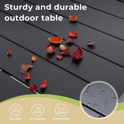 Ensemble de repas de patio MAISON ARTS 6 pièces avec parasol inclinable automatique à 3 niveaux de 10 pieds : 4 chaises de jardin en métal, 1 table de salle à manger carrée en métal
