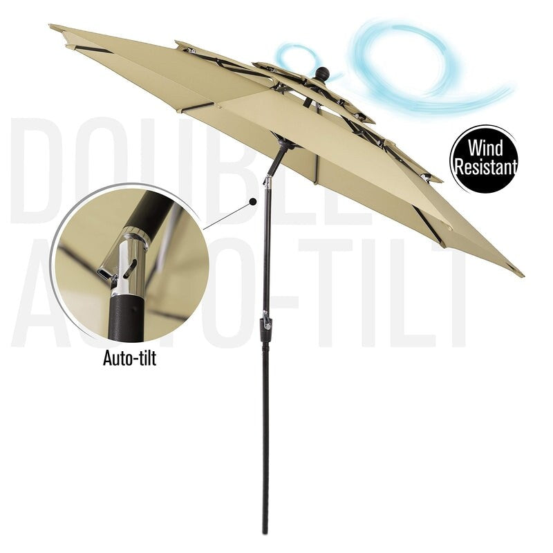 Ensemble de repas de patio MAISON ARTS 6 pièces avec parasol inclinable automatique à 3 niveaux de 10 pieds : 4 chaises de jardin en métal, 1 table de salle à manger carrée en métal