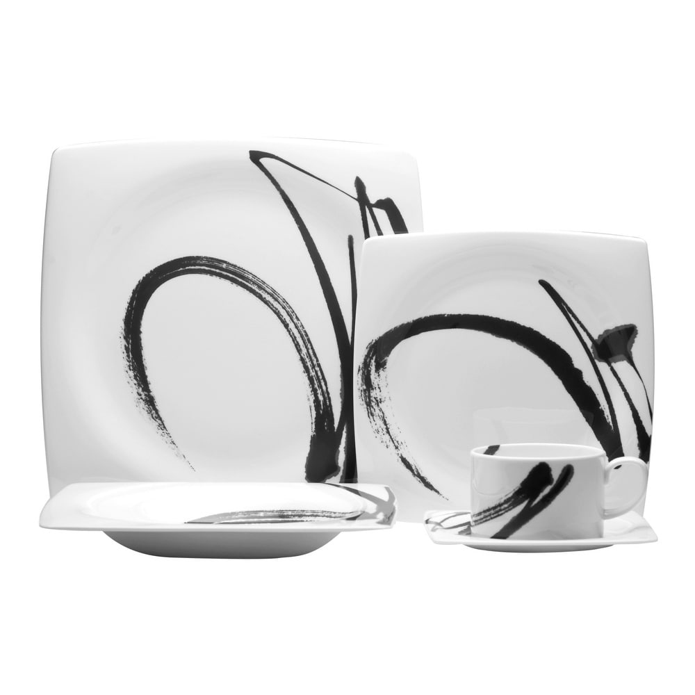 Assiettes de dîner carrées "Paint It Black" (lot de 6)