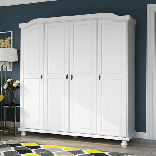 Palace Imports Armoire Kyle 4 portes en bois massif avec portes en bois massif ou en miroir