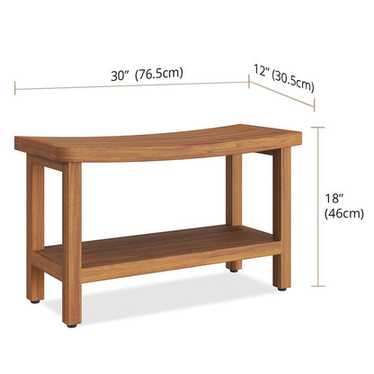 Banc de douche en teck Sumba avec étagère, breveté
