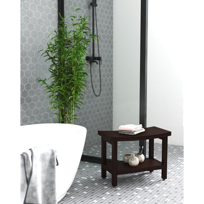 Banc de douche en teck Sumba avec étagère, breveté