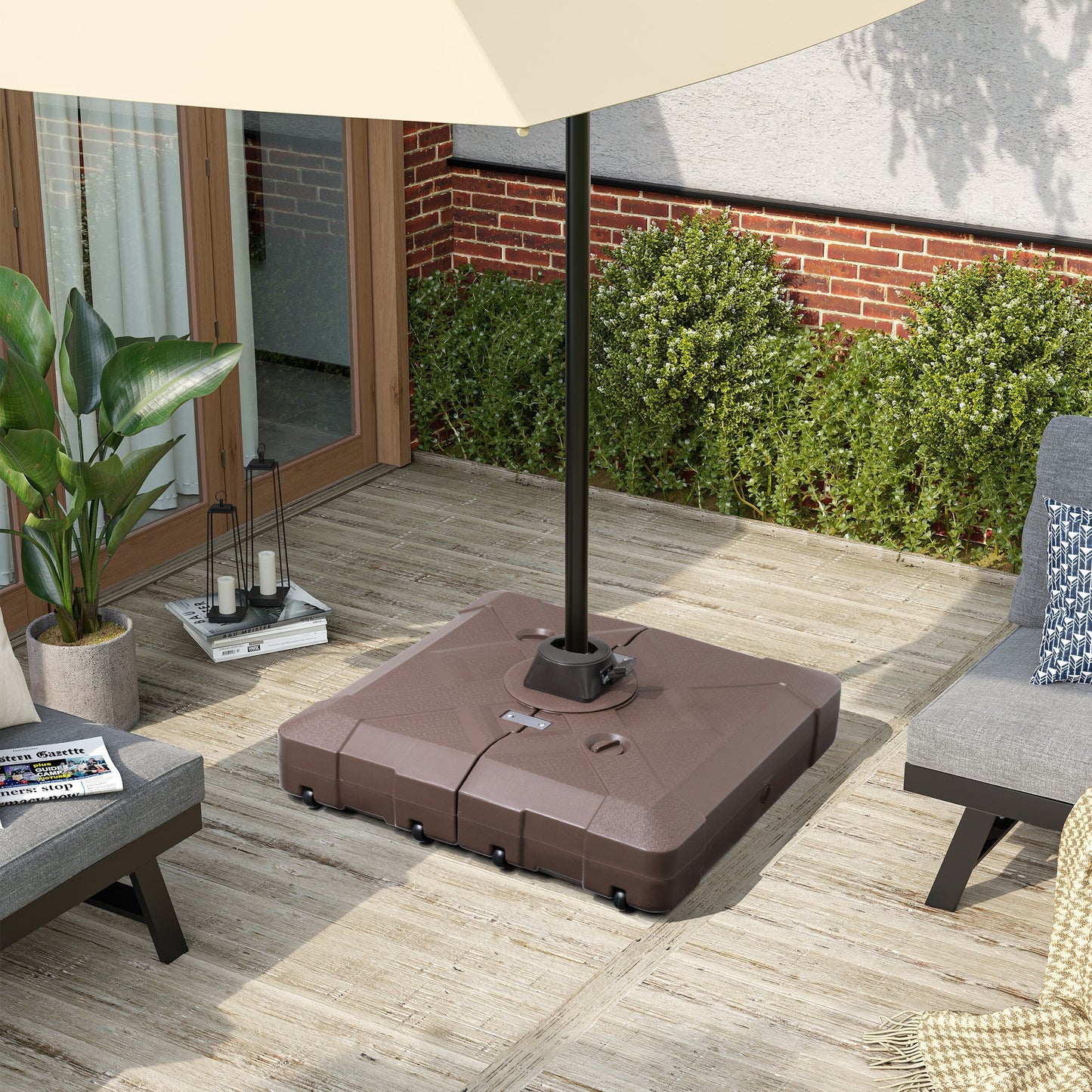 Pellebant Pied de parasol cantilever de patio de 220 lbs avec roulettes - N/A