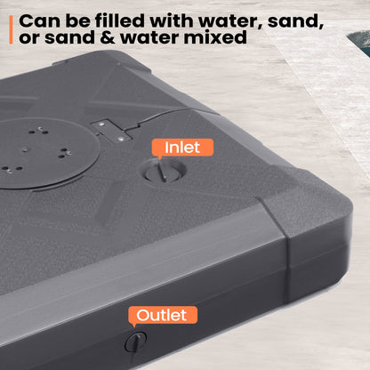 Pellebant Pied de parasol cantilever de patio de 220 lbs avec roulettes - N/A