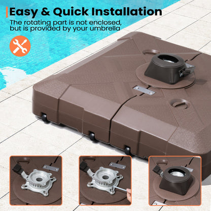 Pellebant Pied de parasol cantilever de patio de 220 lbs avec roulettes - N/A