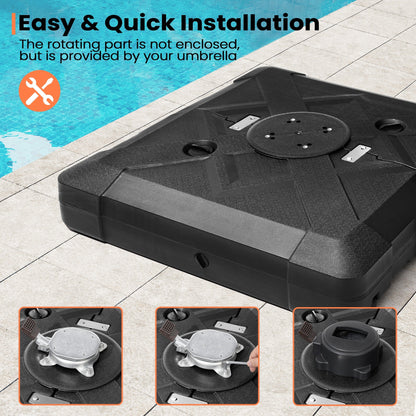 Pellebant Pied de parasol cantilever de patio de 220 lbs avec roulettes - N/A