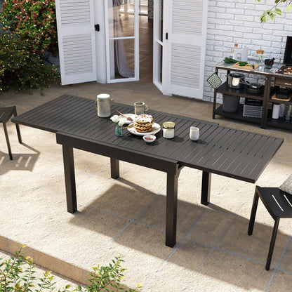 Ensemble de repas d'extérieur en aluminium Pellebant, extensible, avec table et chaises empilables, 5/7/9 pièces