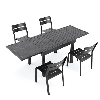 Ensemble de repas d'extérieur en aluminium Pellebant, extensible, avec table et chaises empilables, 5/7/9 pièces