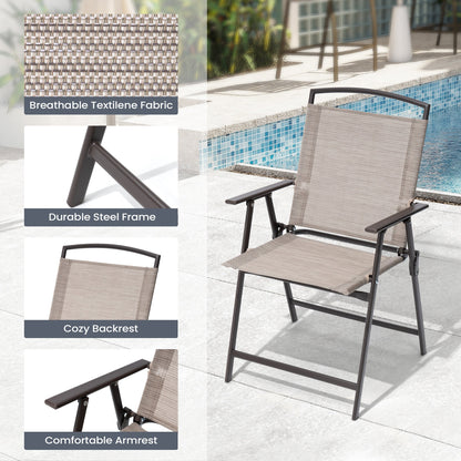 Ensemble de jardin 6 pièces Pellebant avec table, parasol et 4 chaises pliantes - 57x68x87cm (LxlxH)