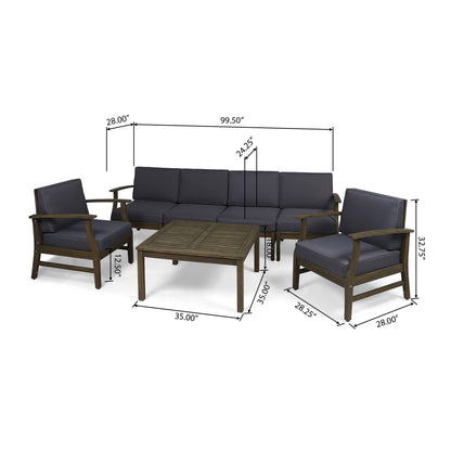 Ensemble de salon d'extérieur 7 pièces Perla en bois d'acacia de Christopher Knight Home