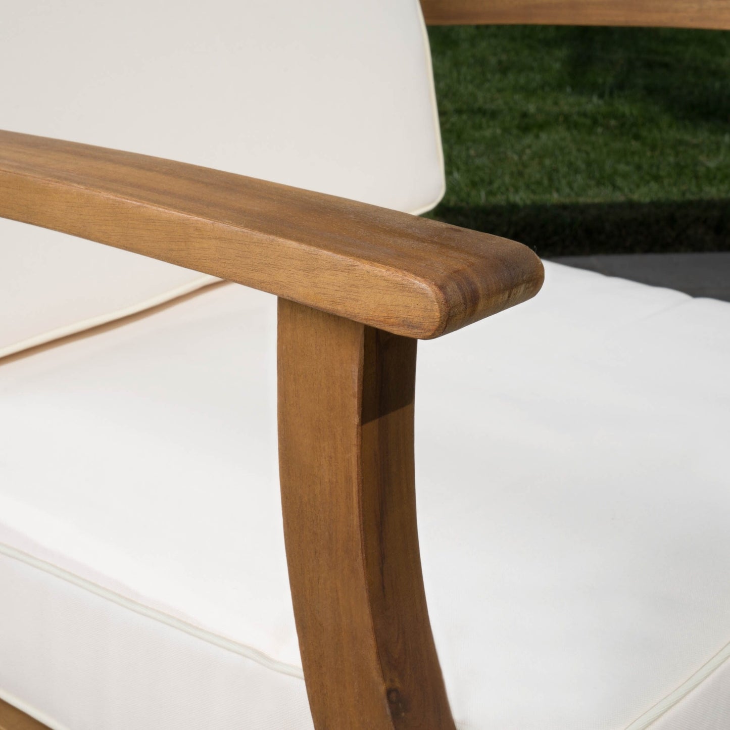 Ensemble de canapé d'extérieur Perla en acacia, 7 pièces, avec coussins, par Christopher Knight Home