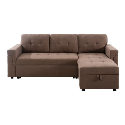 Canapé d'angle réversible avec lit escamotable, chaise longue avec rangement intégré, pieds robustes,