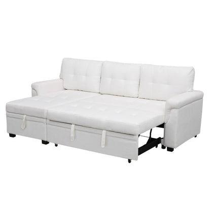 Canapé d'angle réversible avec lit escamotable, chaise longue avec rangement intégré, pieds robustes,