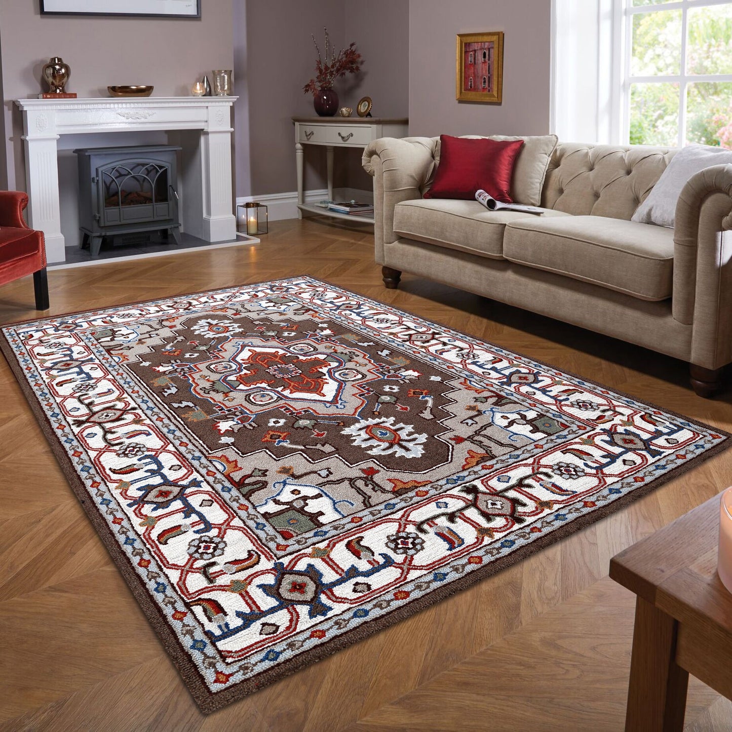 George Towne Living Persian Floral Luxury Handmade Traditional Persian Wool Area Rug